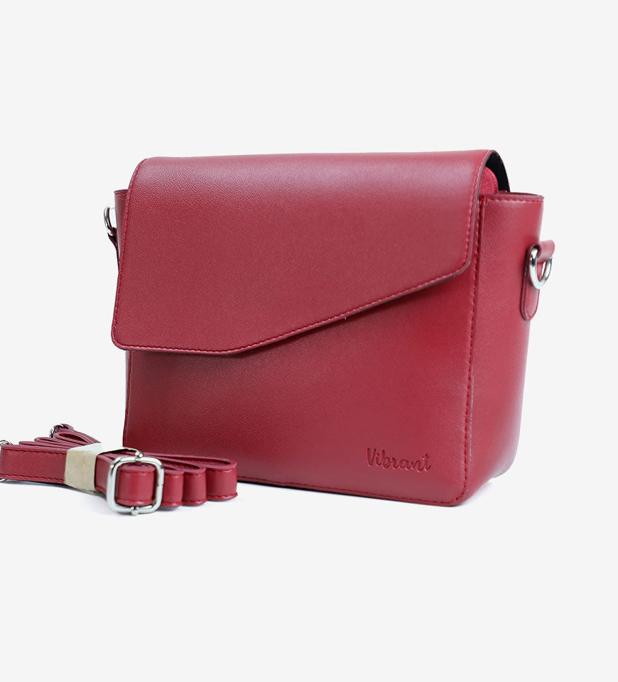 Assemblage No.3 Red Leather Bag- Buy Mongo-Themed bags Online | mongo