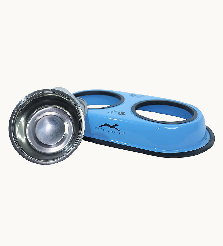 PETS EMPIRE Food Bowls Feeder for Dog & Cat Double Diner Stainless Steel Pet Bowl- Buy Mongo-Themed Pet food Online | mongo