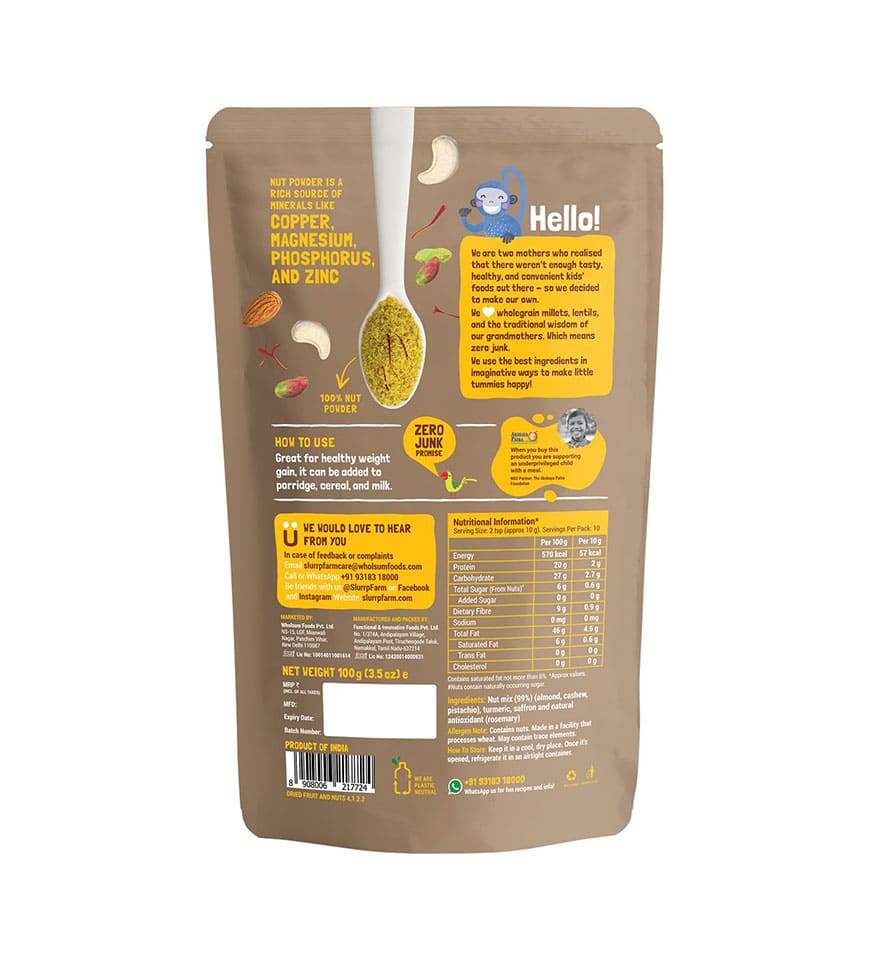 Slurrp Farm 100% Natural Nut Powder- Buy Mongo-Themed grocery Online | mongo