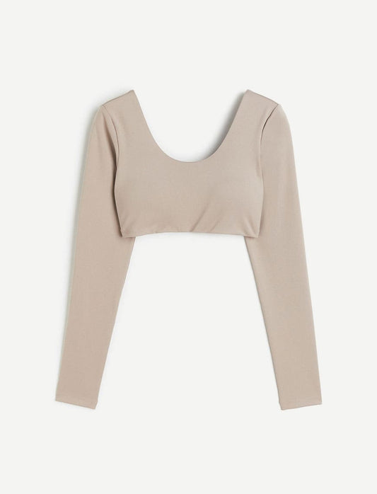 Long Sleeved Sports Crop Top- Buy Mongo-Themed yoga fashion Online | mongo