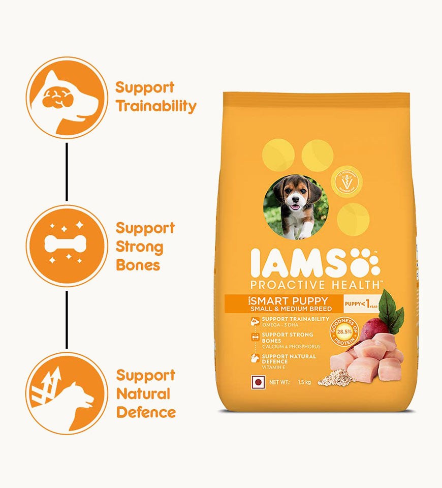 IAMS Puppy Dry Dog Food for Small & Medium Breed Dogs- Buy Mongo-Themed Pet food Online | mongo
